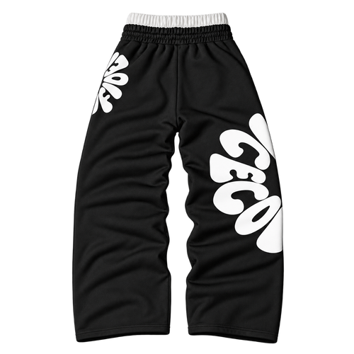 Black · White Graphic — back — Bold Letter Graphic Straight-Leg Pants