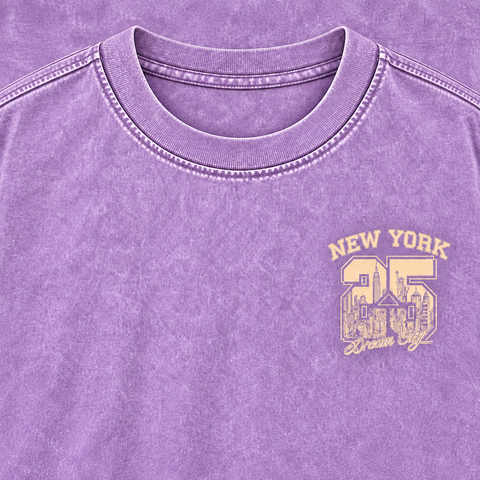 lavender New York 25 tee chest detail product photo
