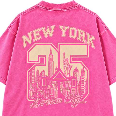 pink New York 25 tee back detail product photo