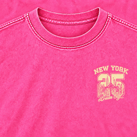 pink New York 25 tee chest detail product photo