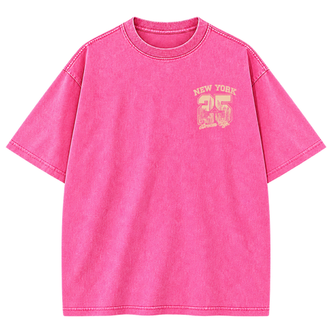 pink New York 25 tee front product photo