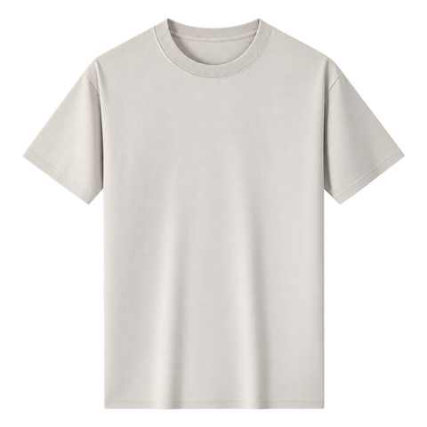 Relaxed Cotton Essential Tee in Beige, straight-on front view