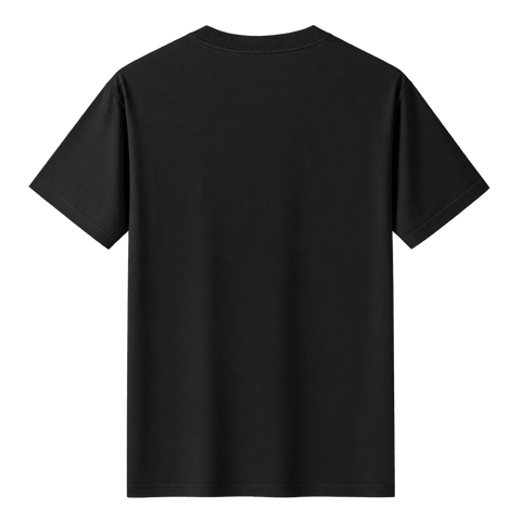Relaxed Cotton Essential Tee in Black, straight-on back view on transparent background