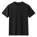 Relaxed Cotton Essential Tee in Black, straight-on front view on transparent background