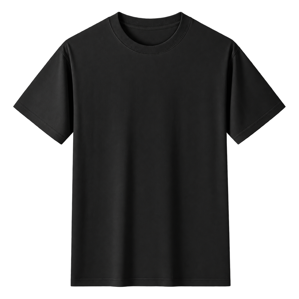 Relaxed Cotton Essential Tee in Black, straight-on front view on transparent background