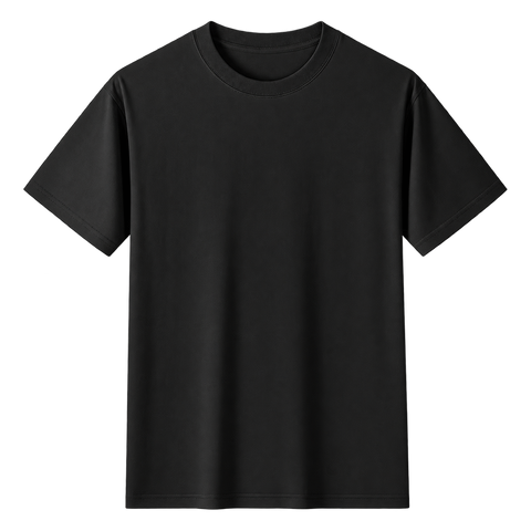 Relaxed Cotton Essential Tee in Black, straight-on front view on transparent background