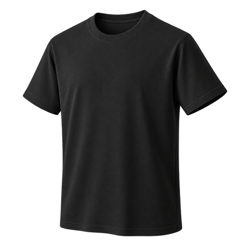 Relaxed Cotton Essential Tee in Black, three-quarter front view on transparent background