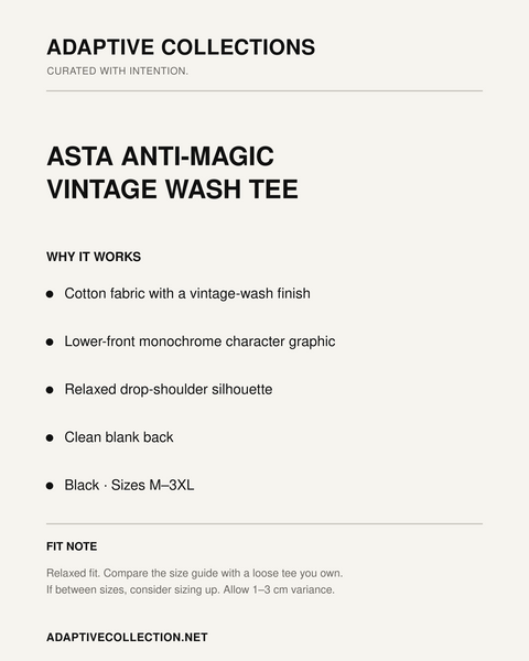 Asta Anti-Magic Vintage Wash Graphic Tee — features and fit
