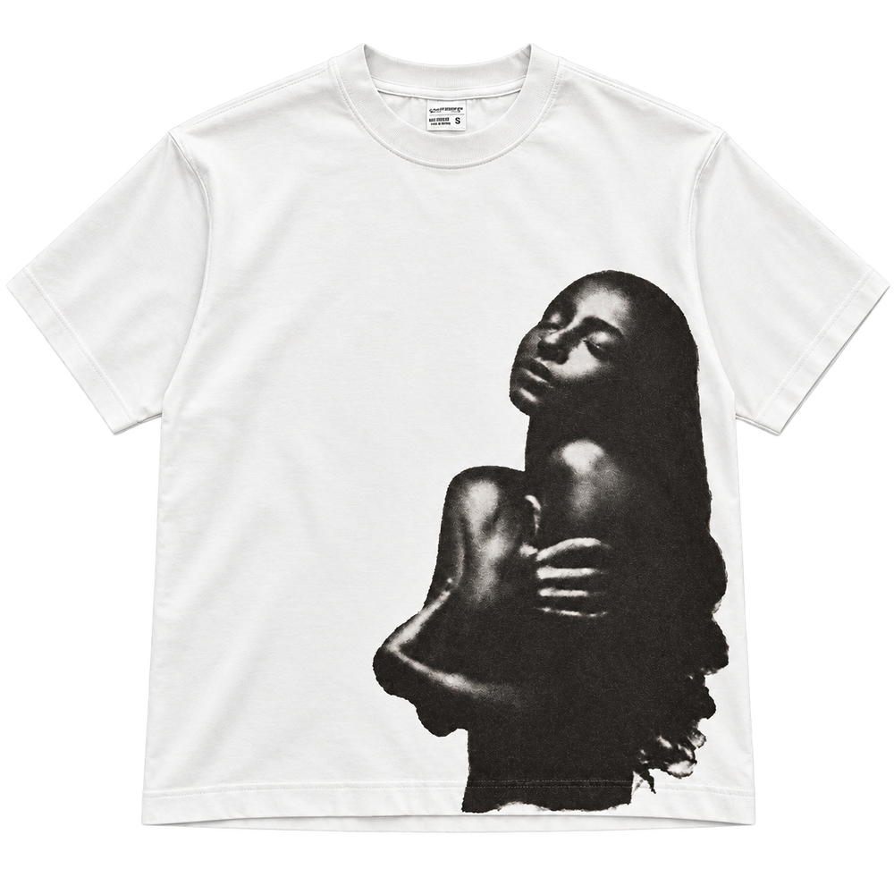 Beauty in Monochrome Graphic Tee — White — front view