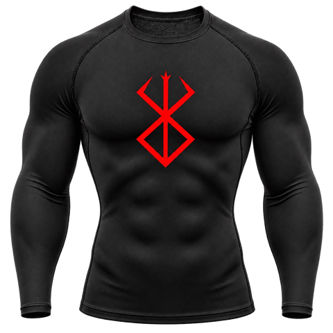 Black — Red Rune — front — Berserk Compression Long-Sleeve
