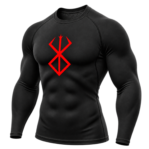 Black — Red Rune — three-quarter front — Berserk Compression Long-Sleeve