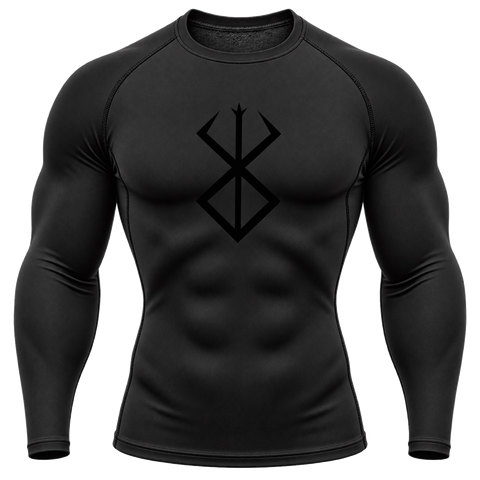 Black — Tonal Rune — front — Berserk Compression Long-Sleeve
