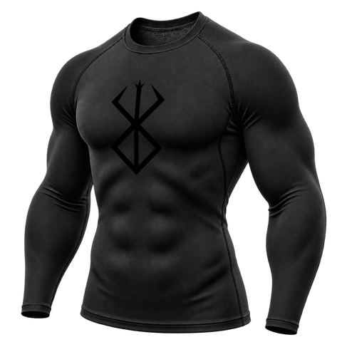 Black — Tonal Rune — three-quarter front — Berserk Compression Long-Sleeve