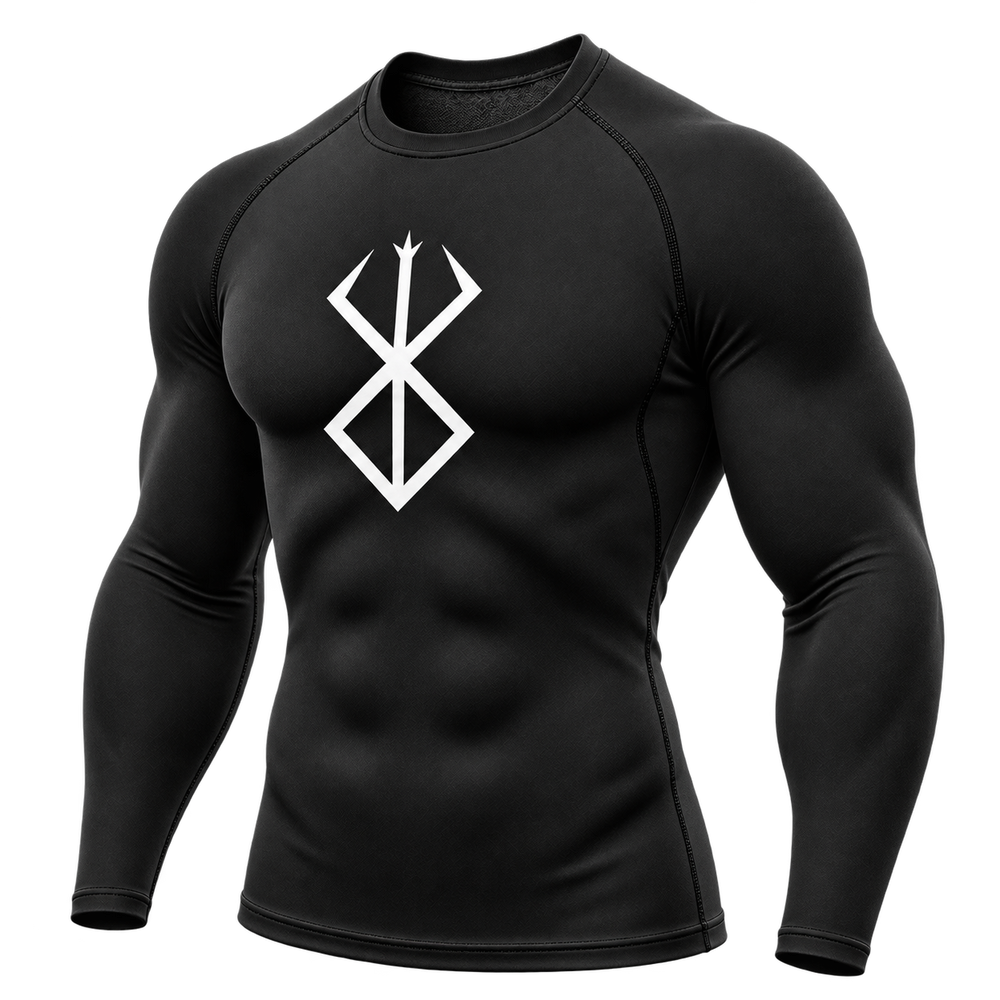Black — White Rune — three-quarter front — Berserk Compression Long-Sleeve