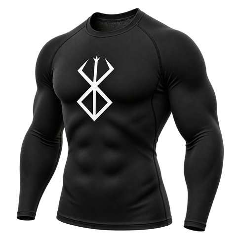 Black — White Rune — three-quarter front — Berserk Compression Long-Sleeve