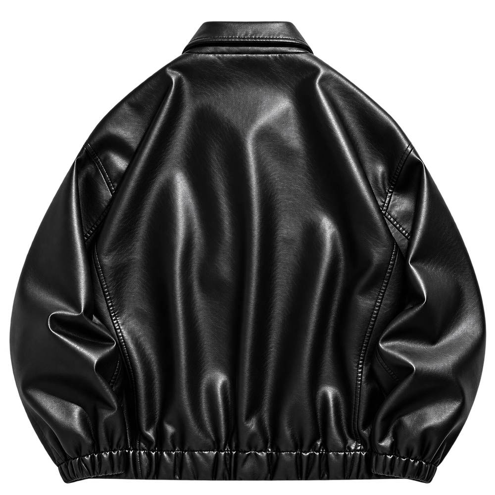 Black Faux-Leather Zip Jacket back view