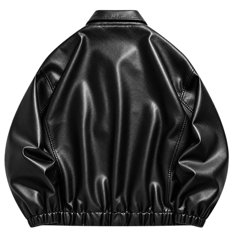 Black Faux-Leather Zip Jacket back view