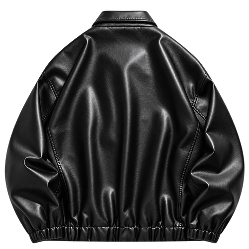 Black Faux-Leather Zip Jacket back view