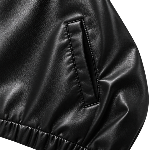 Black Faux-Leather Zip Jacket side pocket detail
