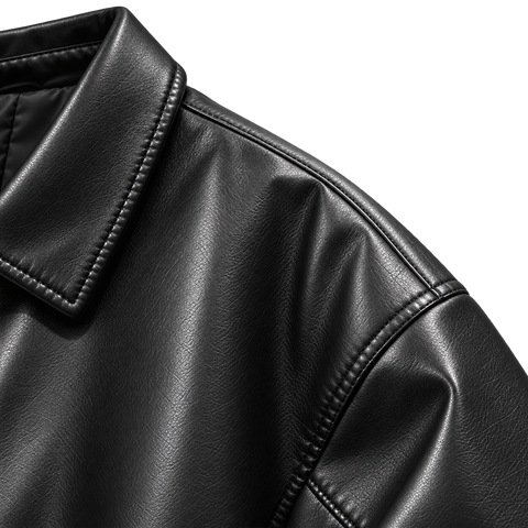 Black Faux-Leather Zip Jacket shoulder seam detail