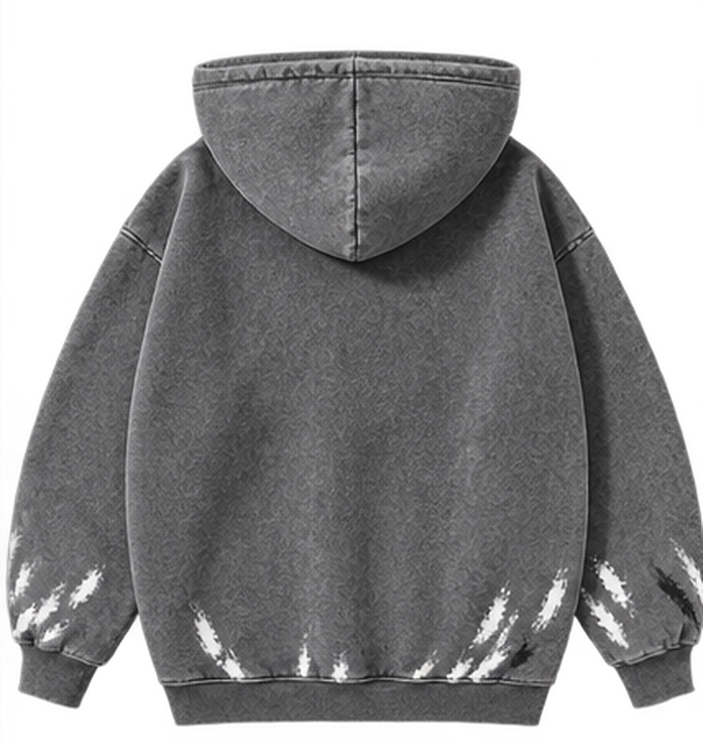 Black — back — Blamacar Drip Graphic Oversized Hoodie