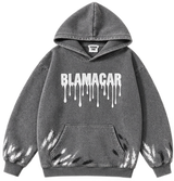 Black — front — Blamacar Drip Graphic Oversized Hoodie