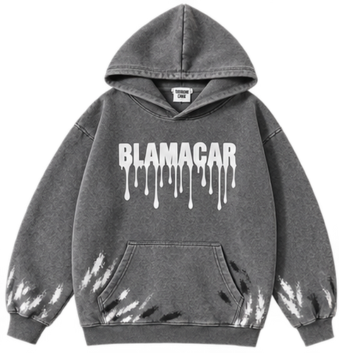 Black — front — Blamacar Drip Graphic Oversized Hoodie