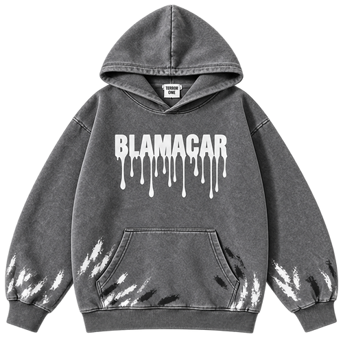 Black — front — Blamacar Drip Graphic Oversized Hoodie