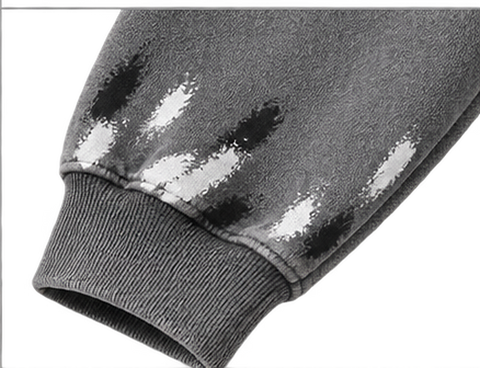 Black — sleeve cuff detail — Blamacar Drip Graphic Oversized Hoodie