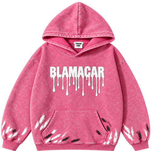 Rose Red — front — Blamacar Drip Graphic Oversized Hoodie