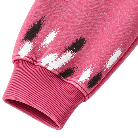 Rose Red — sleeve cuff detail — Blamacar Drip Graphic Oversized Hoodie