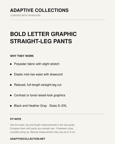 Black · White Graphic — feature card — materials, fit, and styling