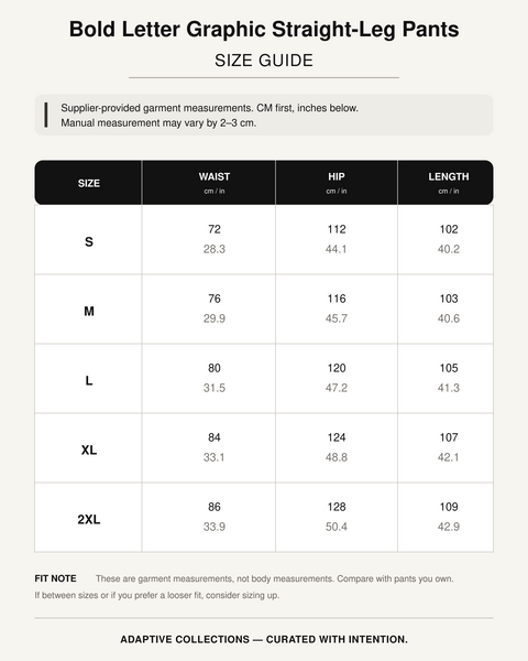 Black · White Graphic — size guide — S to 2XL