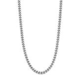 Cuban link chain necklace, 6 mm silver hanging front view on transparent background