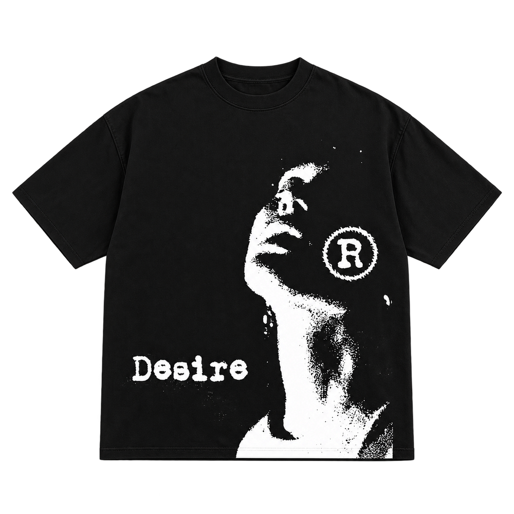 Desire Portrait Graphic Tee — Black — front view
