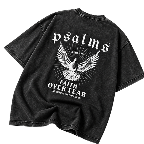 Black — angled back — Faith Over Fear Graphic Tee with main graphic