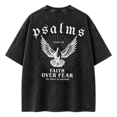 Black — back hero — Faith Over Fear Graphic Tee with Psalms dove graphic