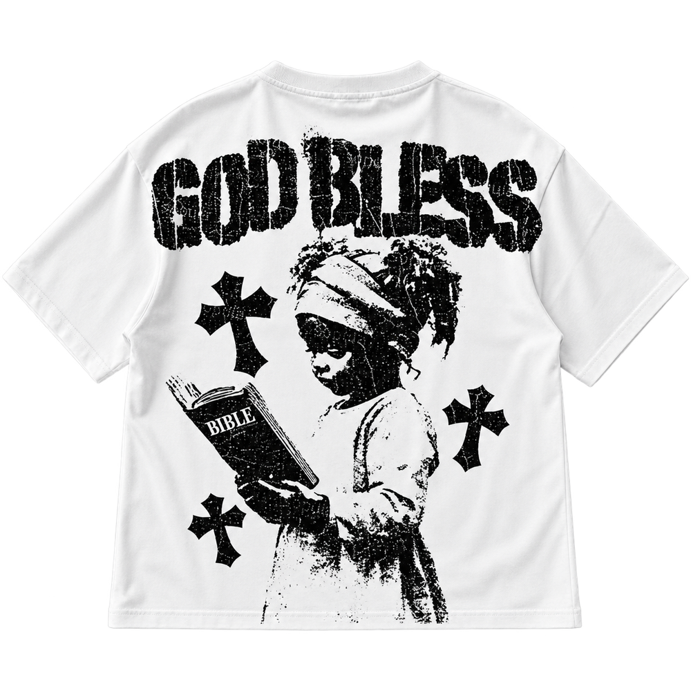 God Bless Graphic Tee white — back view