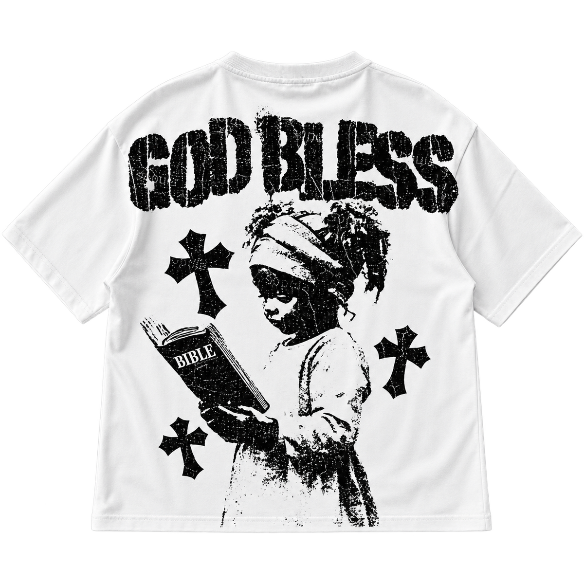 God Bless Graphic Tee white — back view