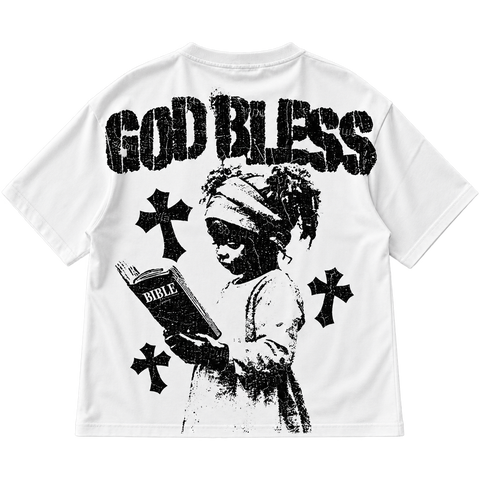 God Bless Graphic Tee white — back view