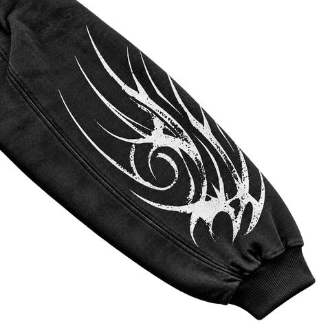 Metal Washed Zip Hoodie - Black - Sleeve Detail