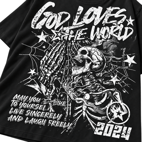 Black — lower graphic detail — Punk Rock Retro Oversized Graphic Tee