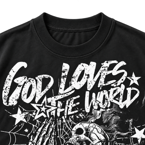 Black — upper graphic detail — Punk Rock Retro Oversized Graphic Tee