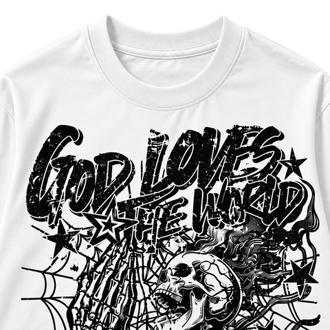 White — upper graphic detail — Punk Rock Retro Oversized Graphic Tee