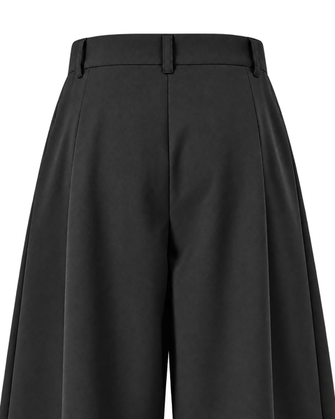 Relaxed Pleated Straight-Leg Trousers Black — back closeup