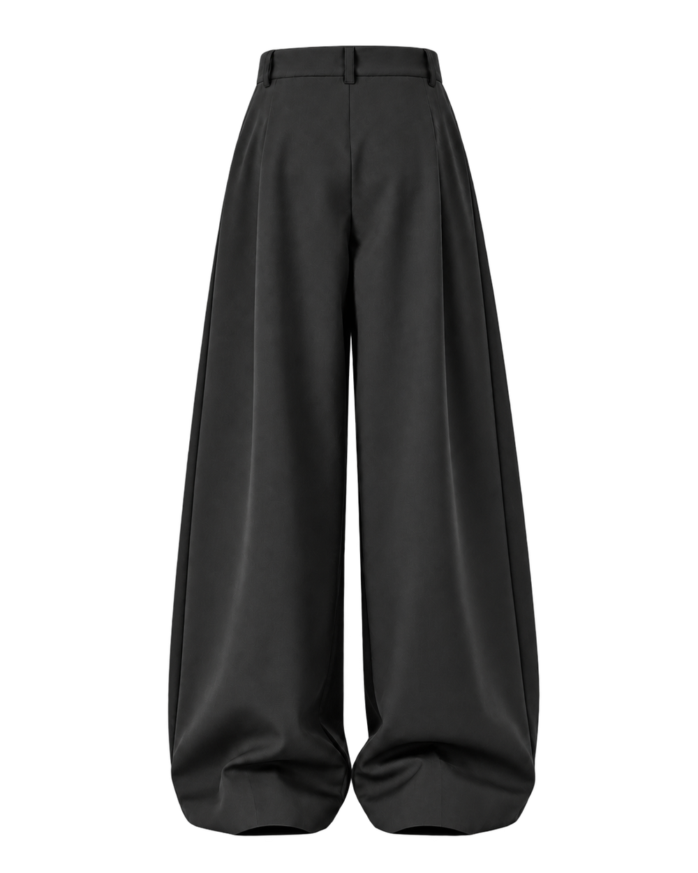 Relaxed Pleated Straight-Leg Trousers Black — back