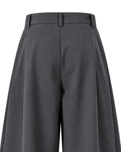 Relaxed Pleated Straight-Leg Trousers Gray — back waist close-up