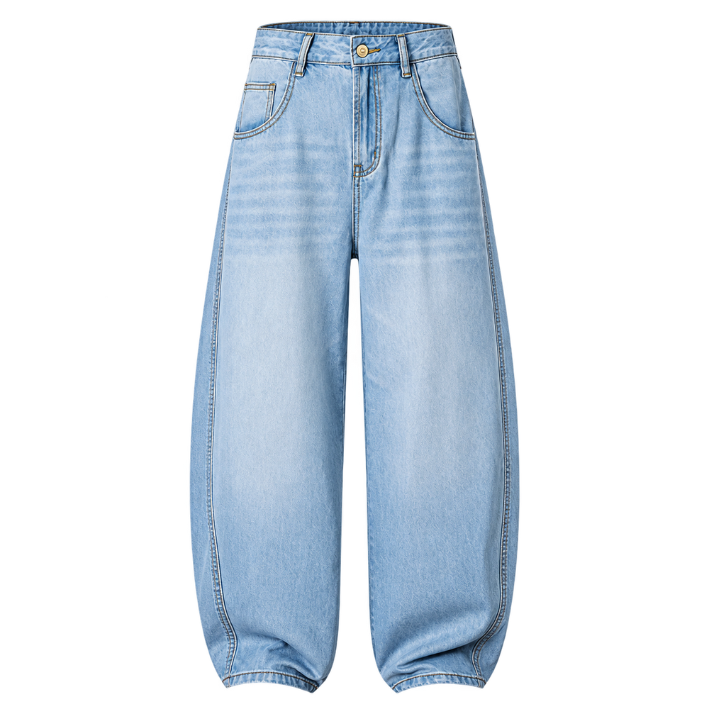 Relaxed Wide-Leg Denim Jeans front view