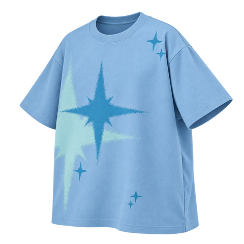 Starburst Graphic Tee — Blue — three-quarter view