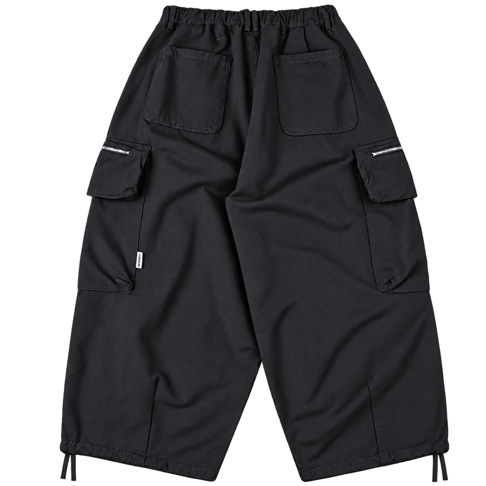 Utility Wide-Leg Cargo Pants Black — back